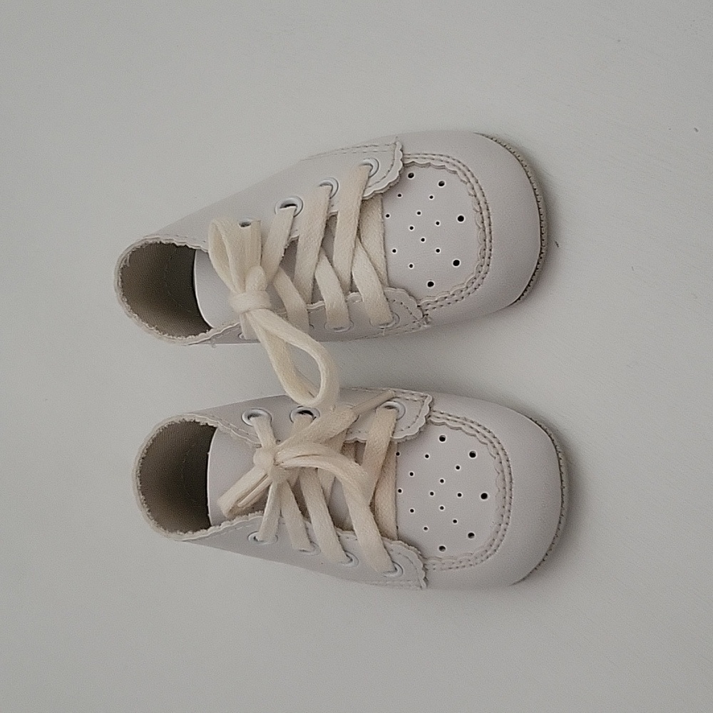 White Leather Baby Booties Size 1